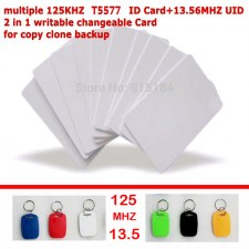 Dual-Chip-Frequency-RFID-13-56Mhz-1K-UID-and-T5577-125-kHz-ID-blank-card-Readable